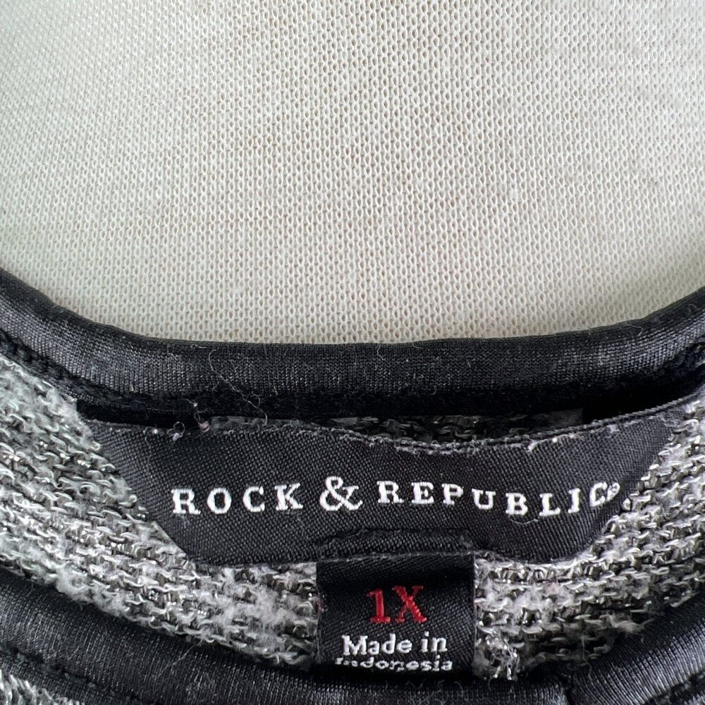 Rock & Republic Womens 1X Gray Top Sleeveless Black Embellished Cross Rayon Poly - Picture 7 of 8